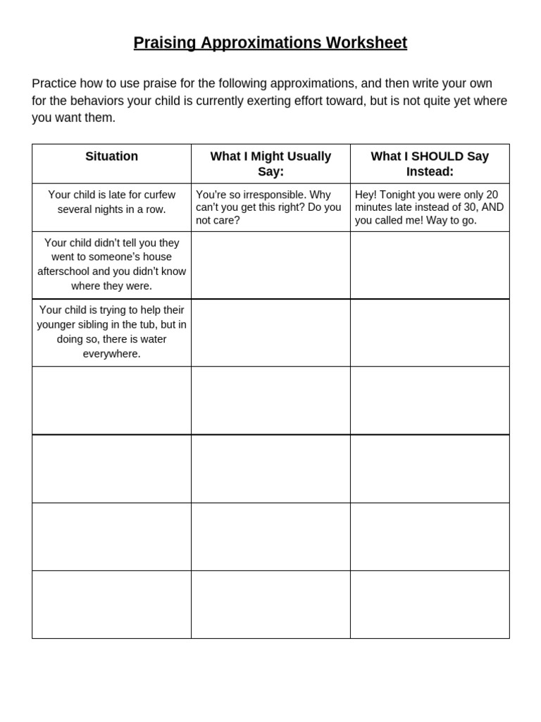 Praising Approximations Worksheet | PDF