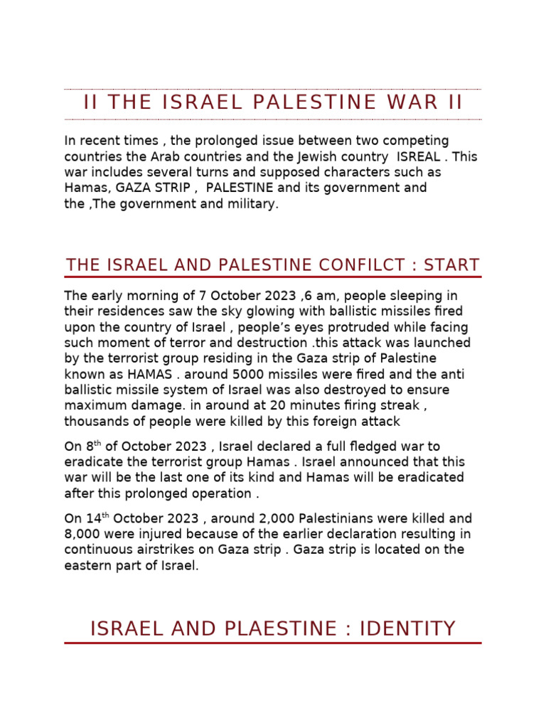 II The Israel Palestine War II | PDF