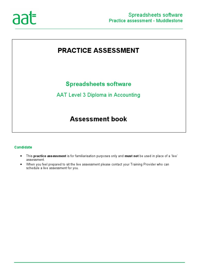 AAT Level 3 Spreadsheets Practice Assessment | PDF | Spreadsheet ...