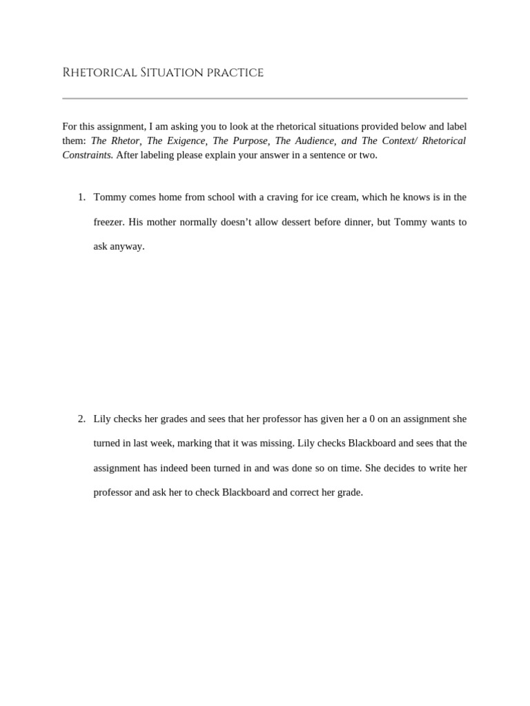 Exigence vs. Purpose in Rhetorical Situations | PDF