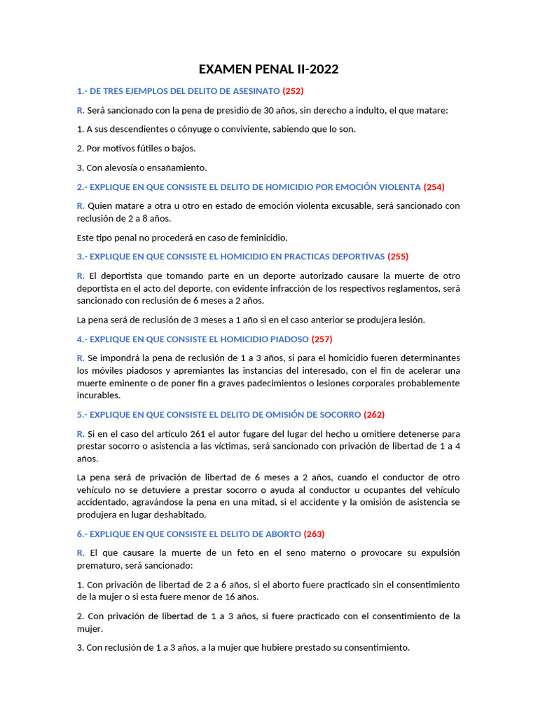 Examen Penal Ii Pdf
