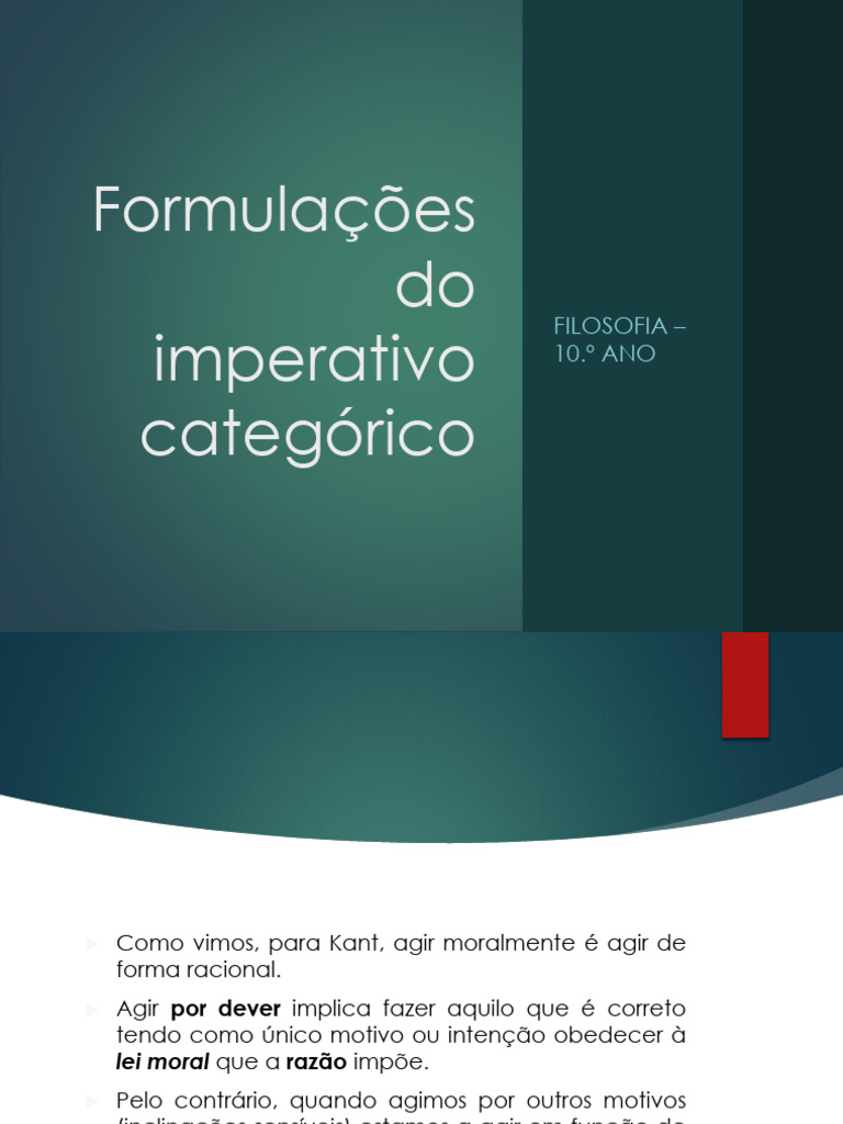 Exemplos do Imperativo Categórico | PDF | Moralidade | Immanuel Kant