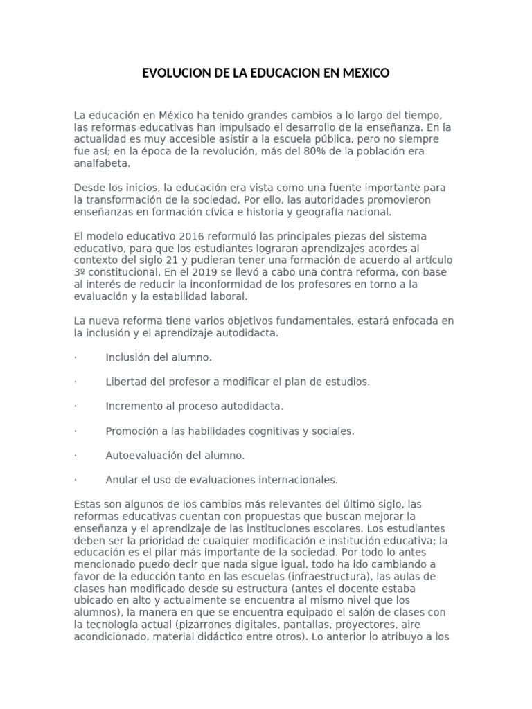 Evolución de La Educación en México | PDF | Ciencias sociales