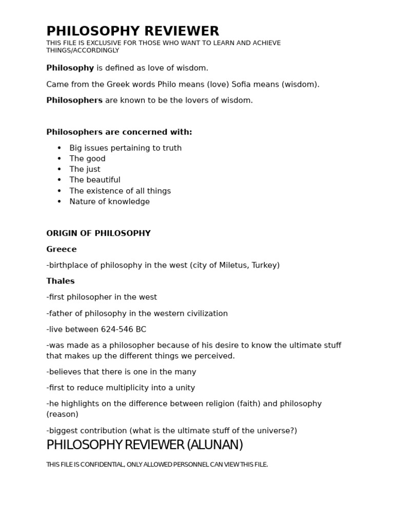 Philosophy Reviewer | PDF