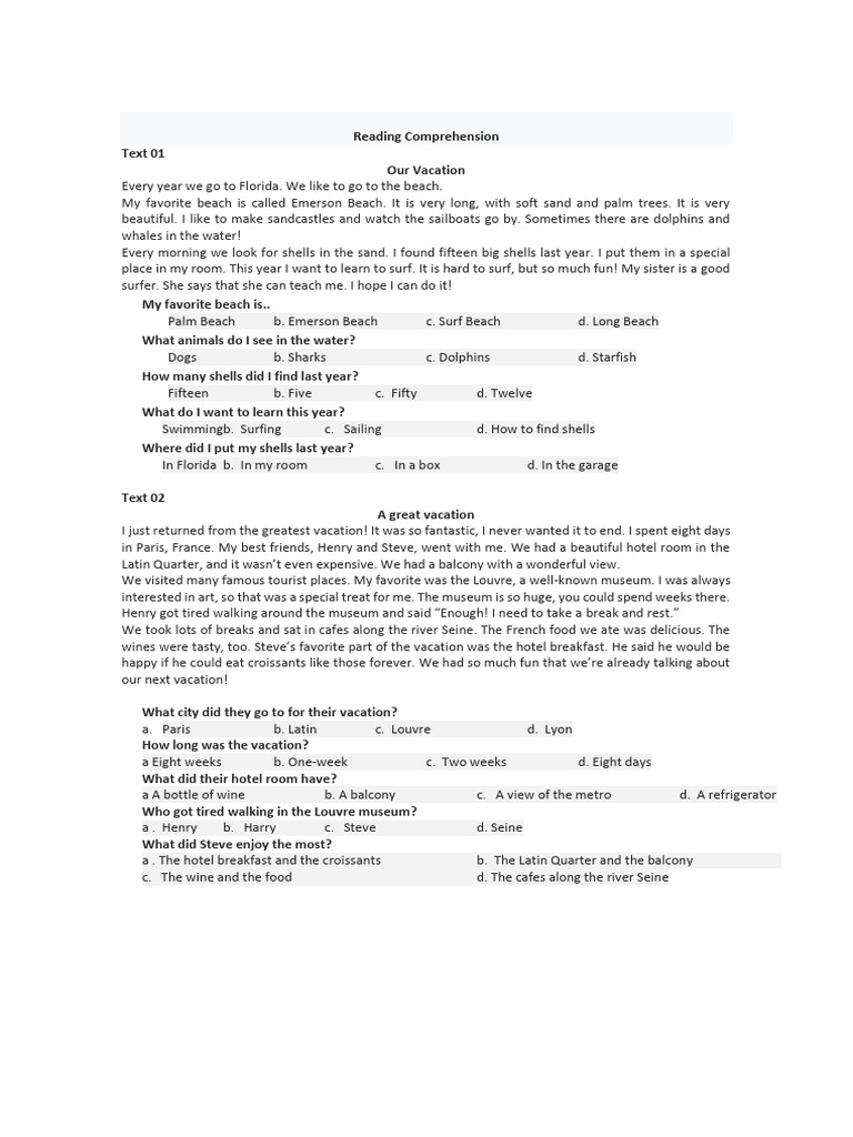 Reading Comprehension | PDF