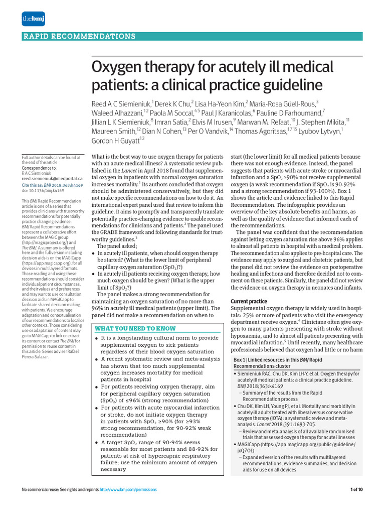 O2 Therapy BMJ1901 | PDF