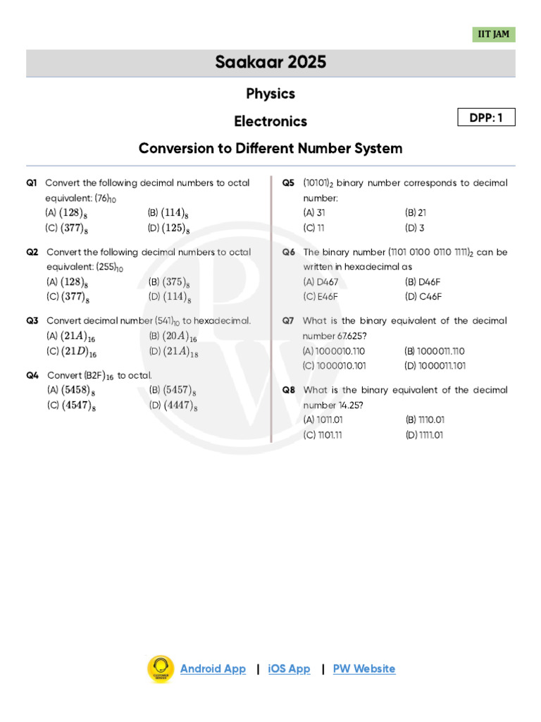 Electronics - DPP 01 | PDF