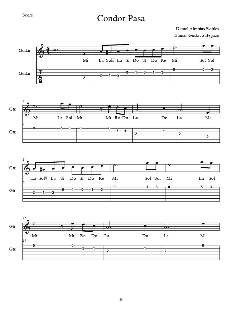 Condor Pasa con notas | PDF