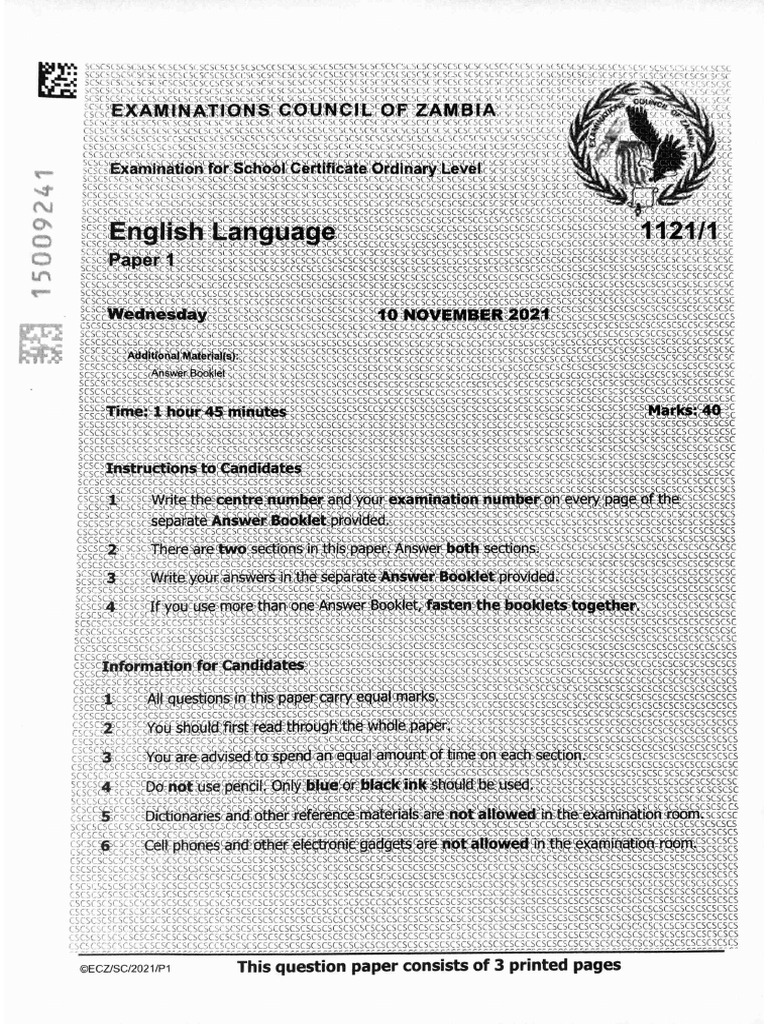 Pdfs - English 2021 P1 G12 | PDF