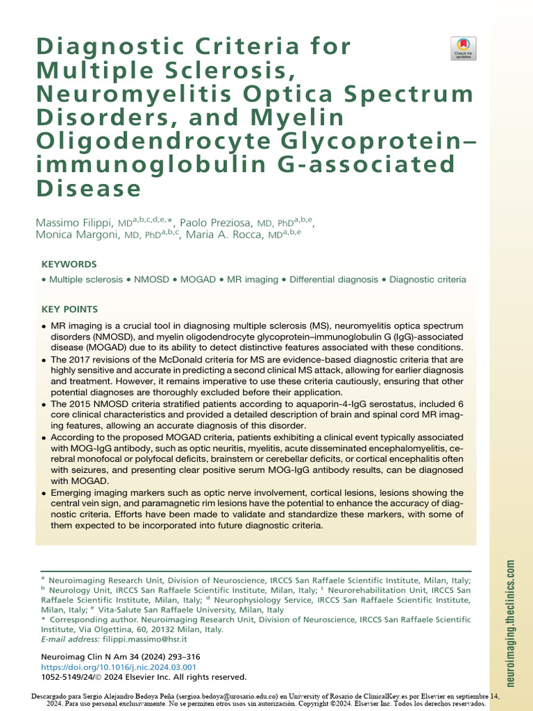 Diagnostic Criteria for MS and Related Disorders | PDF | Multiple ...