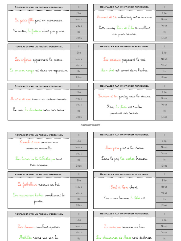 Atelier Les Pronoms Personnels | PDF