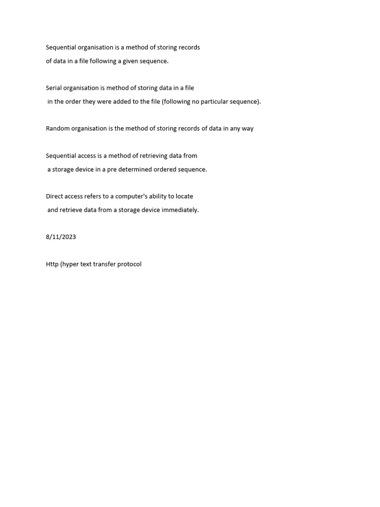 Sequential organisation is a method of storing records pdf