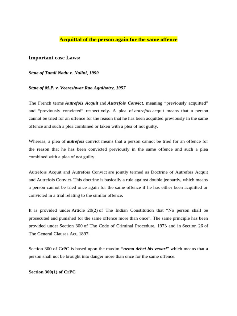 Acquittal of The Person Again For The Same Offence958578 - 1609686044 | PDF