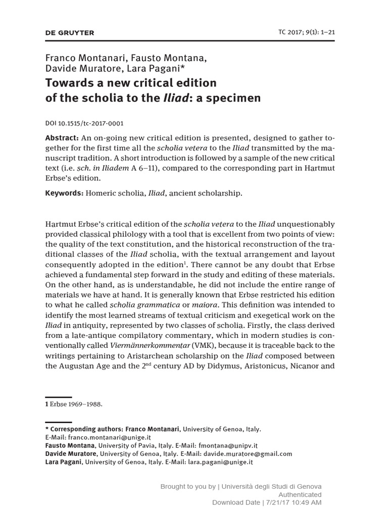 Towards A New Critical Edition of The SC | PDF | Classics