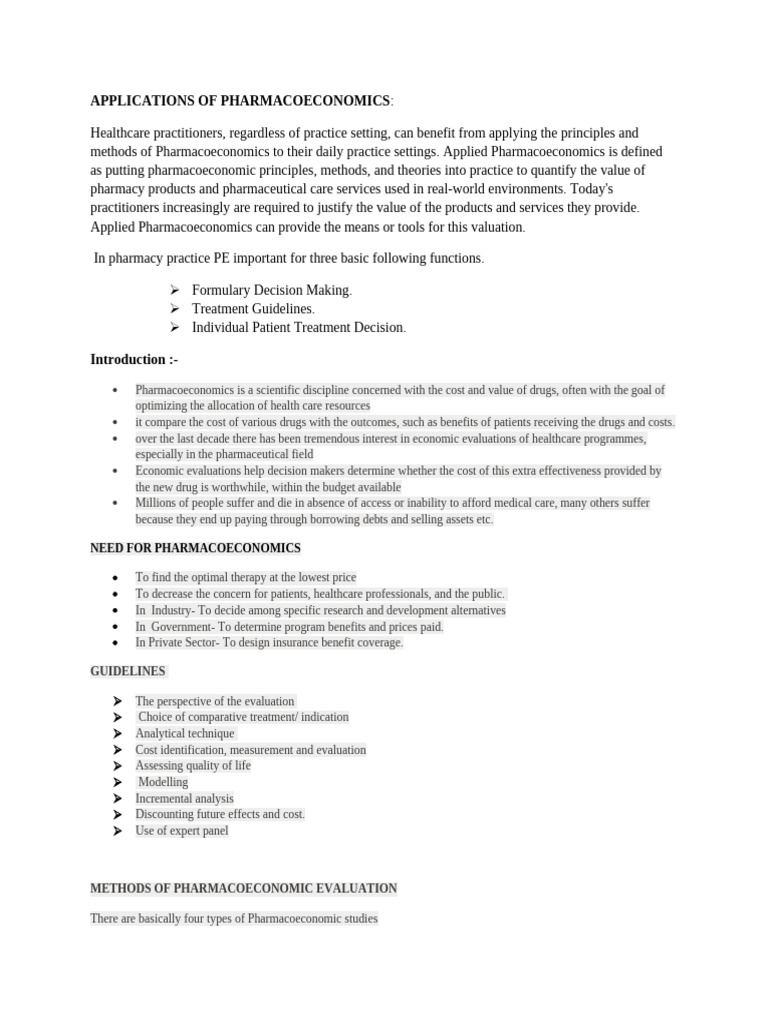 Applications of Pharmacoeconomics in Healthcare | PDF | Cost–Benefit ...