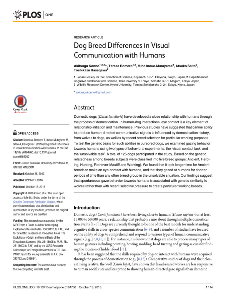Dog Breed Differences in Visual Communication With Humans | PDF