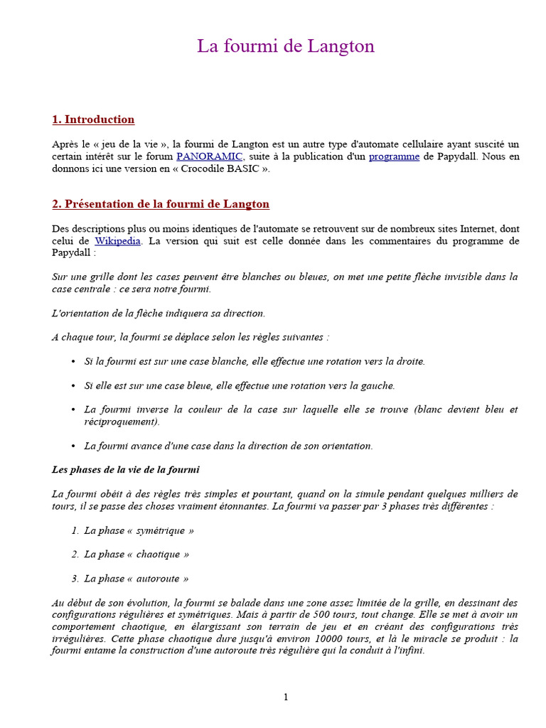 Fourmi de Langton PDF — free download