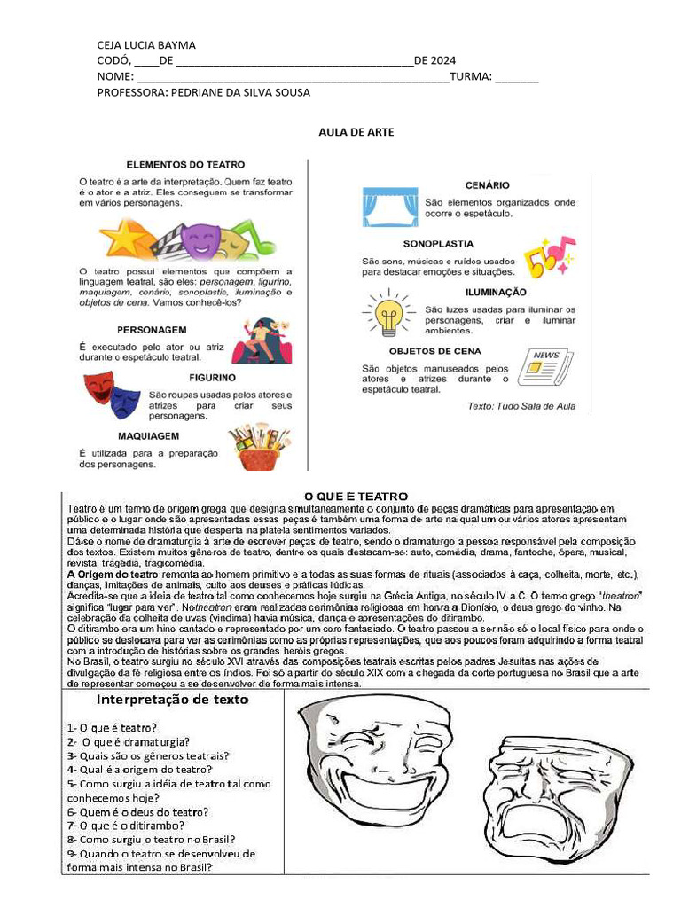 Elementos Do Teatro - Atividade | PDF