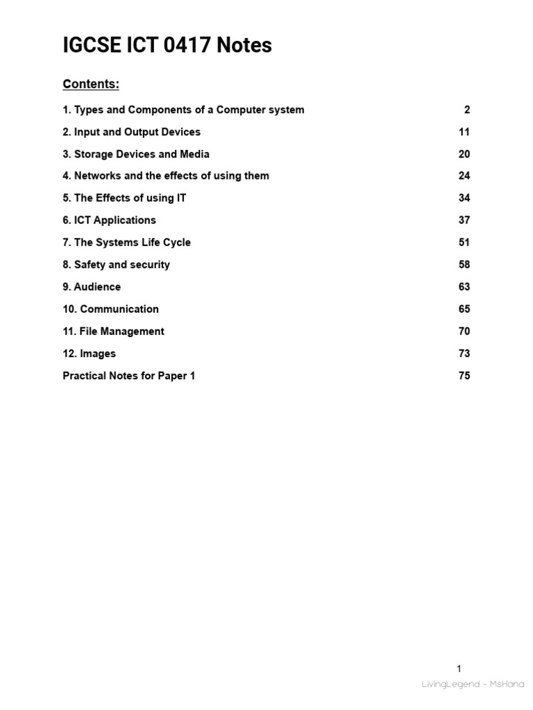 Cambridge Igcse Ict Notes Pdf