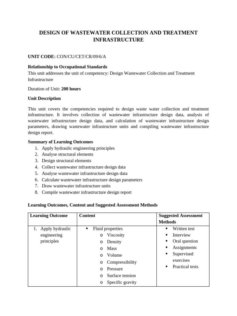 Wastewater Collection and Treatment Design | PDF | Bending | Science ...