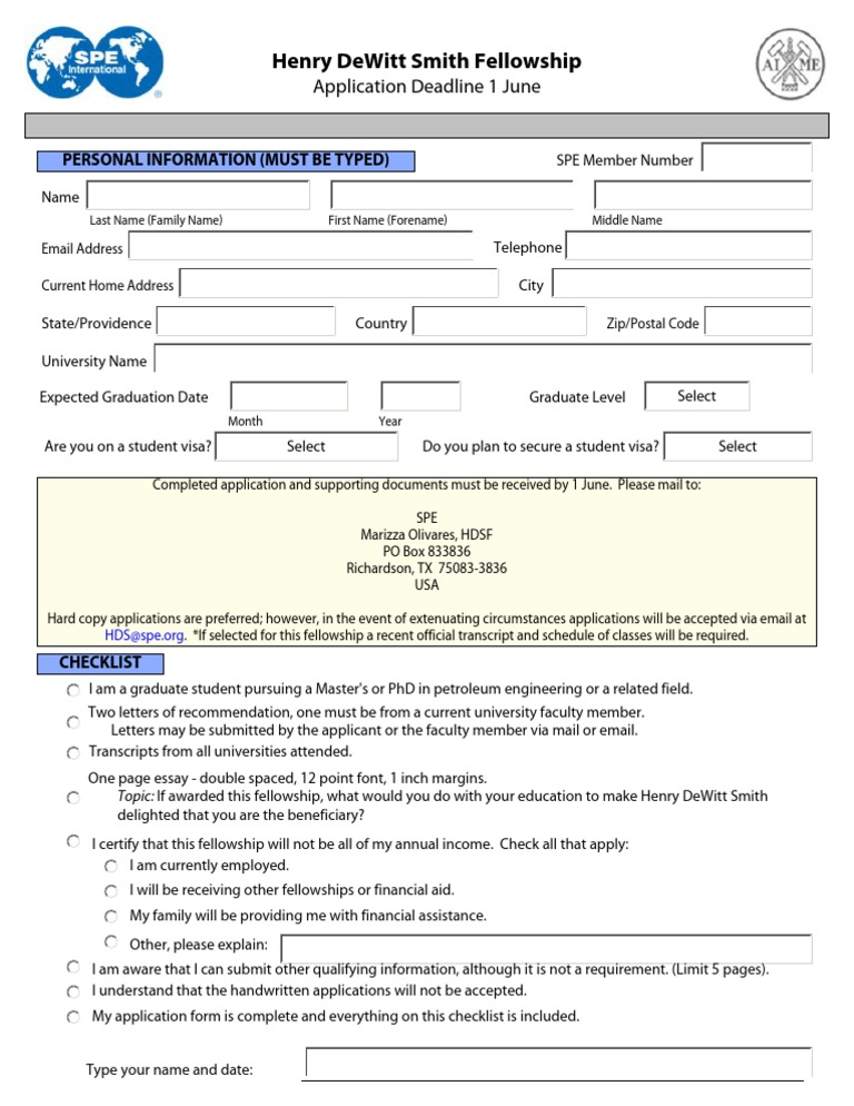 Scholarship Form Spe June1 | PDF