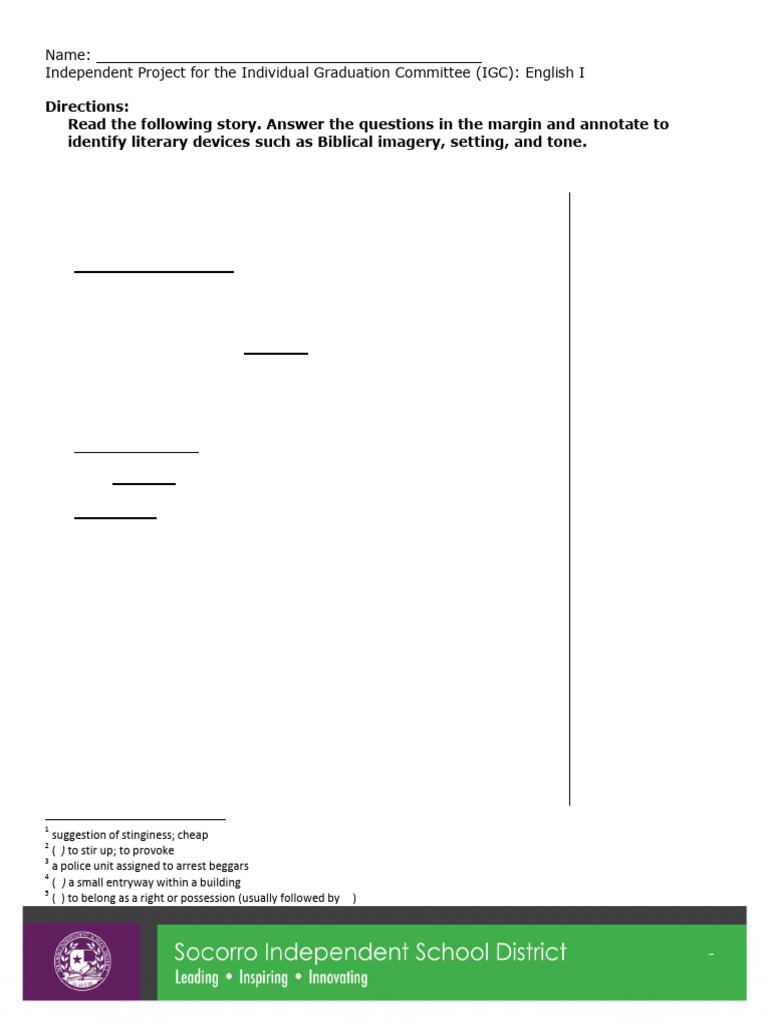 Student Guide - IGC Project - English I - SB 149 | PDF