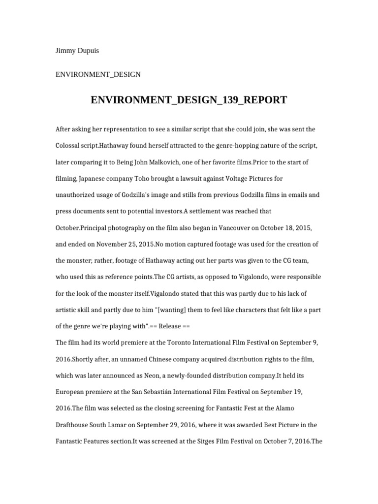 Environment Design 139 Report | PDF