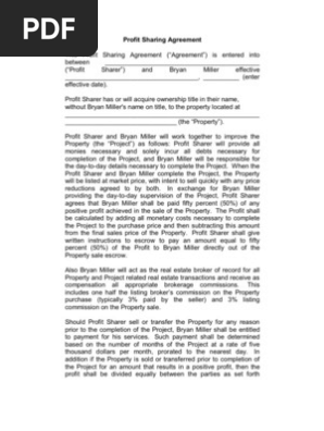 Profit Sharing Agreement