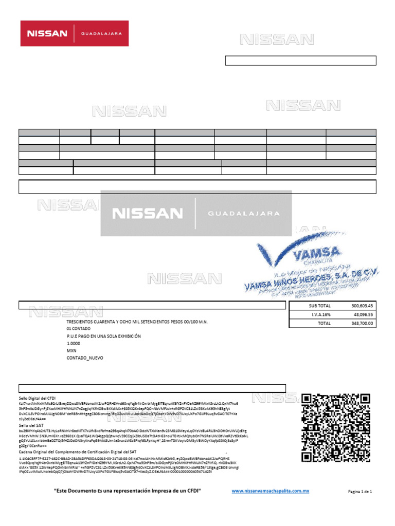 Factura Nissan Sentra 2018 VAMSA | PDF | Vehículos | Coche