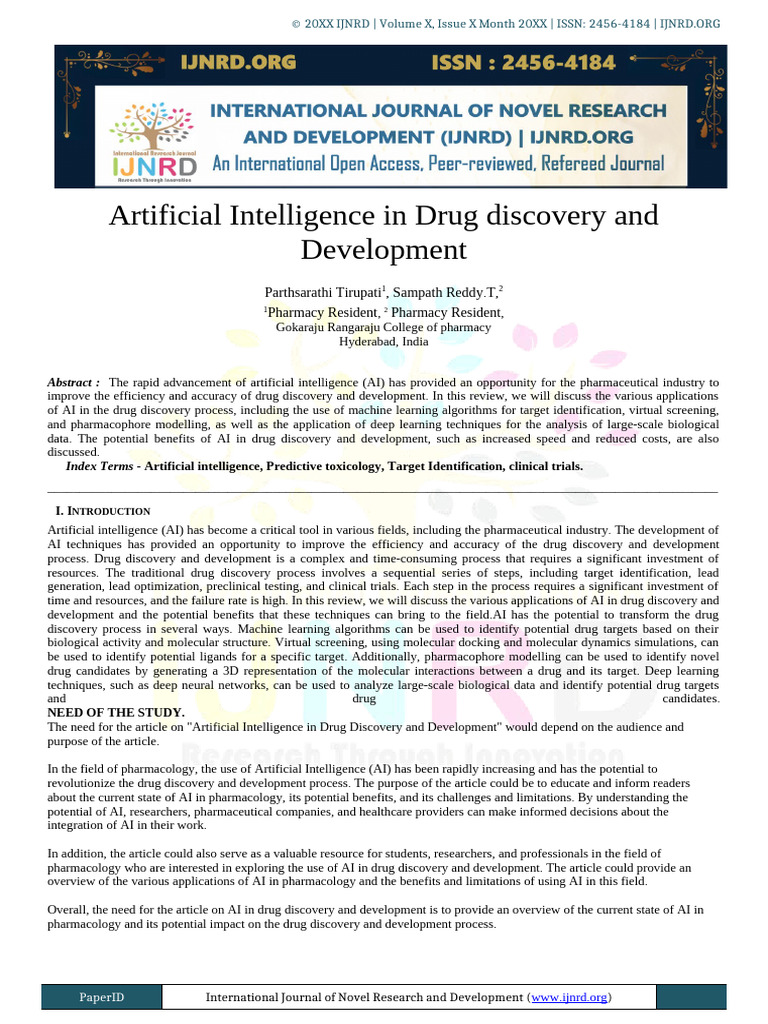 Artificial Intelligence in Drug Development | PDF
