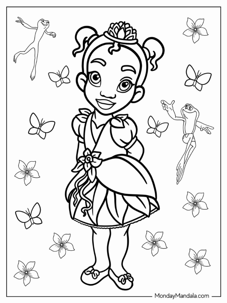 Little Tiana Coloring Page For Preschoolers | PDF