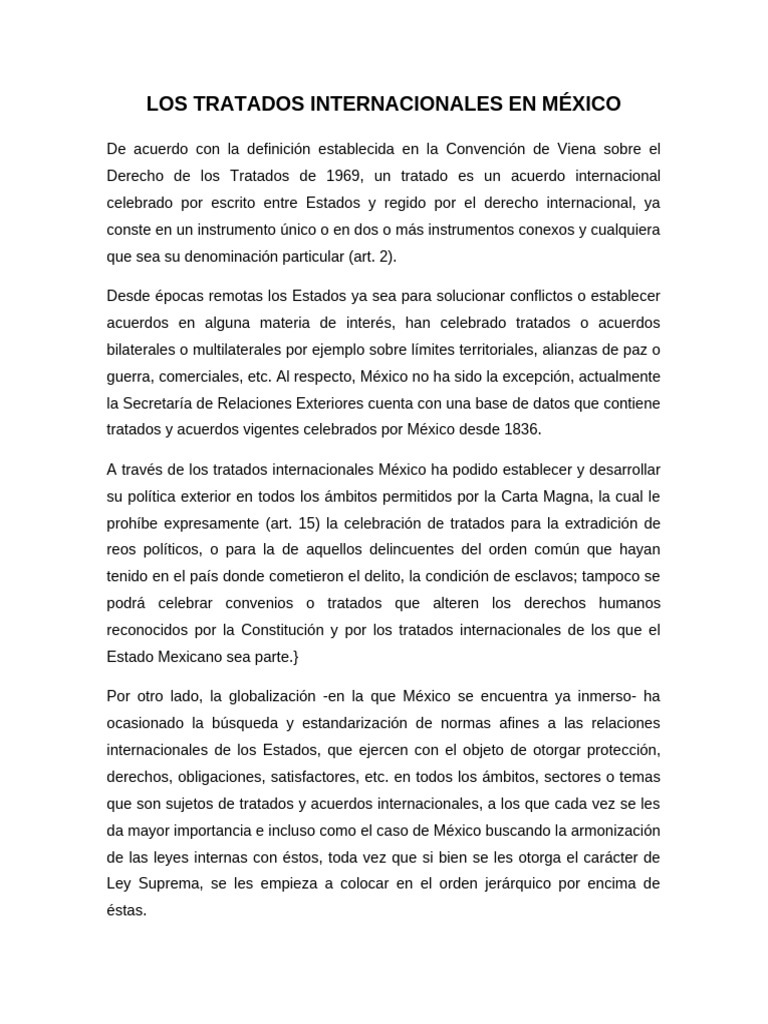 Tratados Internacionales de México | PDF | Tratado | Convenio europeo ...