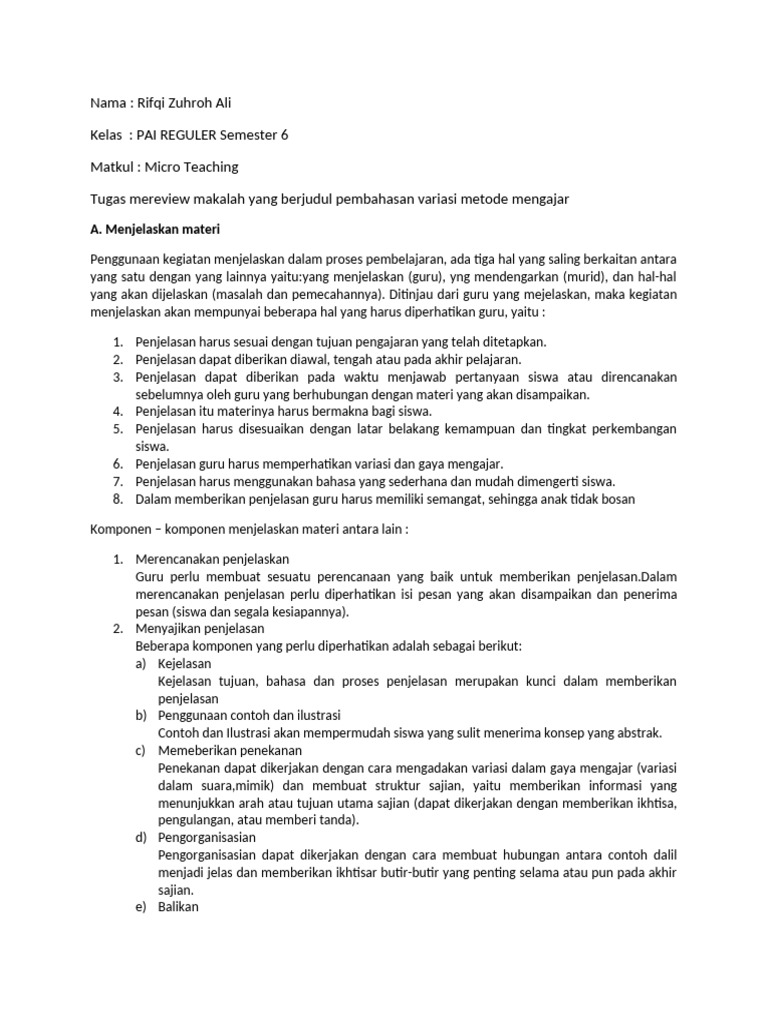 Tugas Micro Teaching 15 Pdf