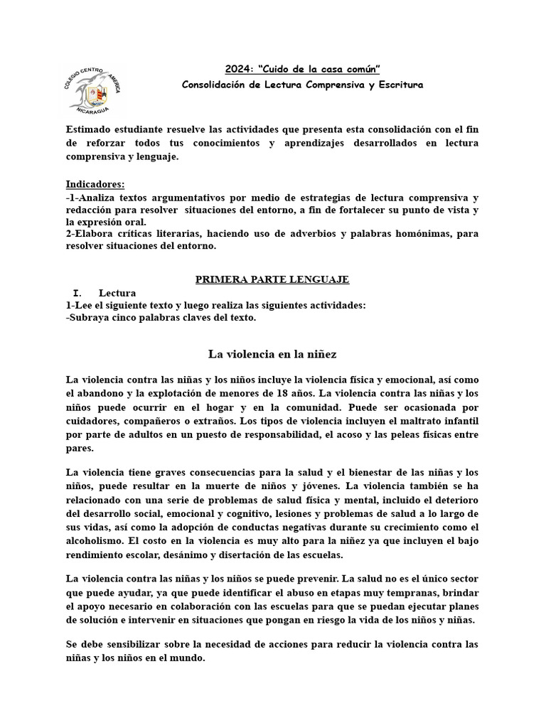 Actividades de Lengua y Literatura 5to Grado | PDF | Violencia | Poesía