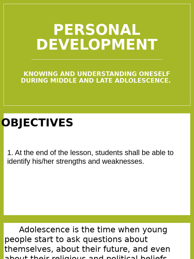 Personal Development W1 Mod1 Self Development | PDF