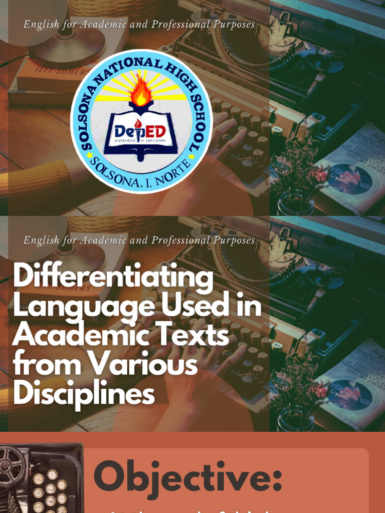 Differentiating language used in academic texts from various