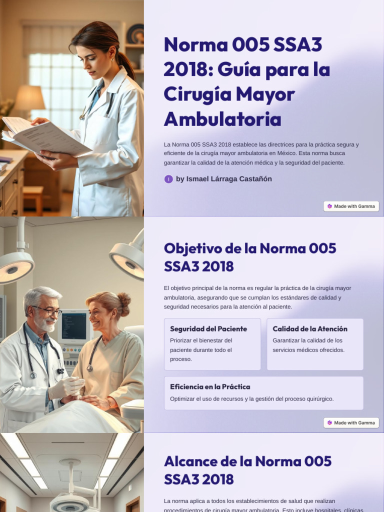 Norma 005 SSA3 2018 Guia para La Cirugia Mayor Ambulatoria | PDF