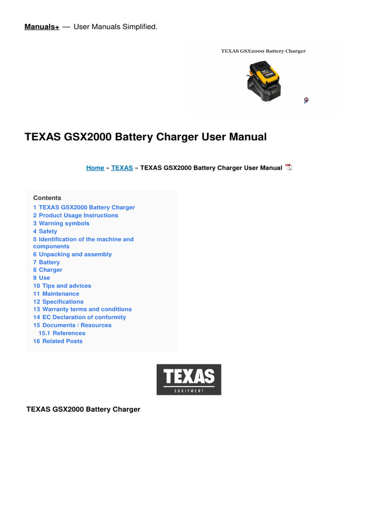 gsx2000 Battery Charger Manual | PDF