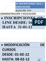 Cronograma de Inscripciones 2012 Ultimo