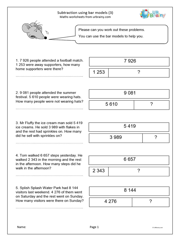 Subtraction Using Bar Models 3 | PDF