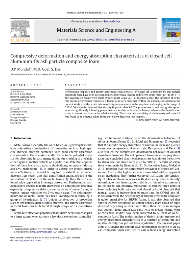 Compressive Deformation and Energy Absor | PDF