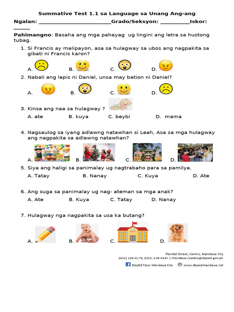 Lang1 Summative Test 1.1 | PDF
