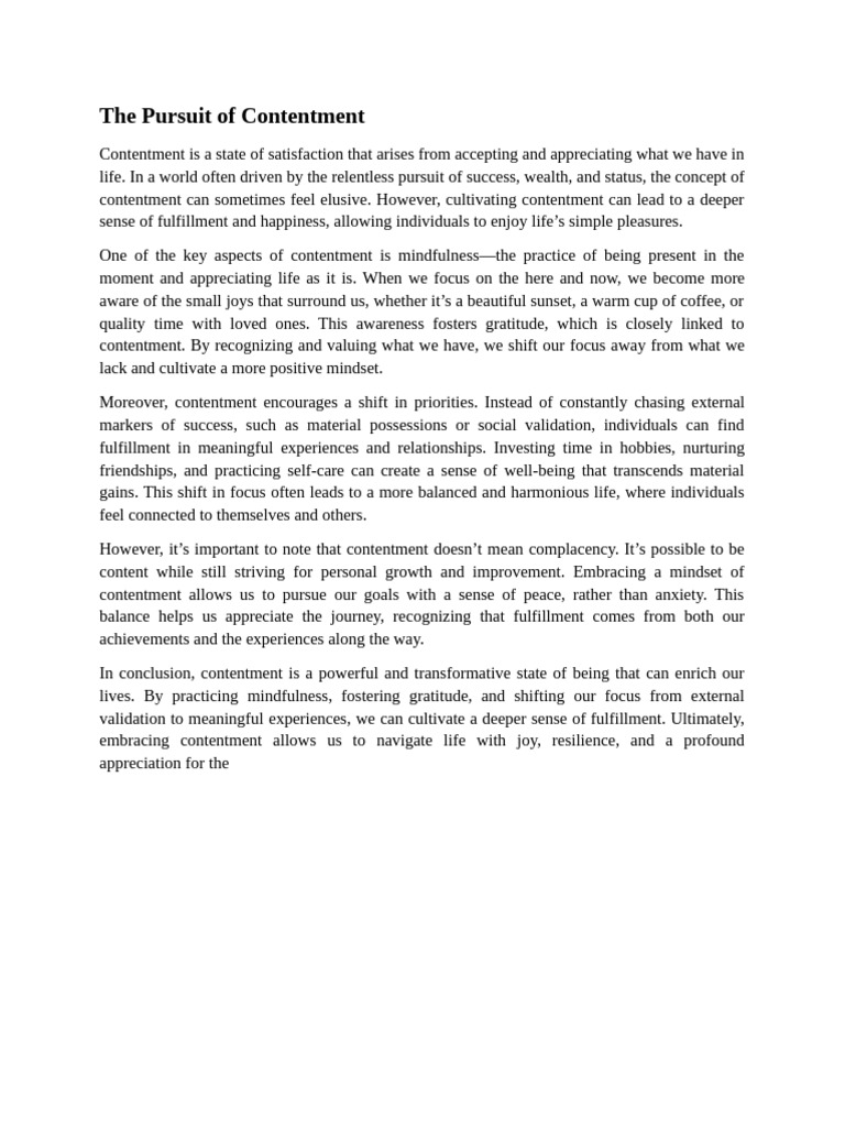 The Pursuit of Contentment | PDF