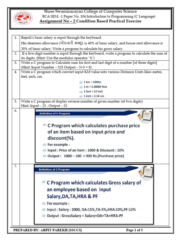104 - Assignment 2 - C Lang | PDF