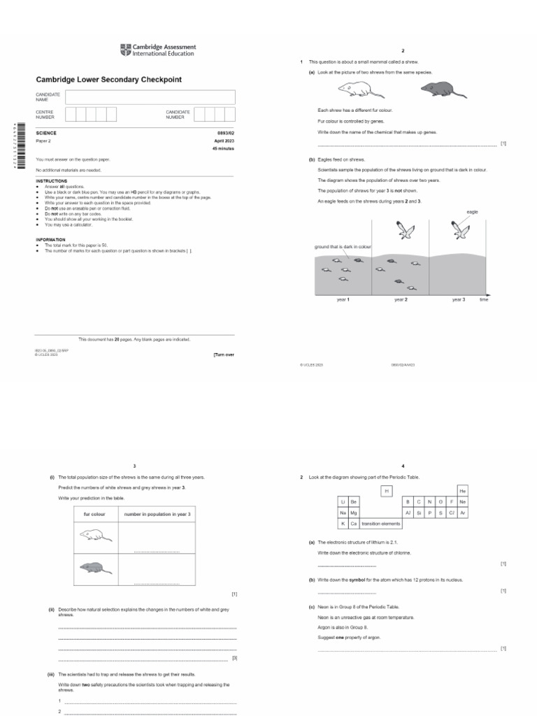 2023 april science past paper pdf