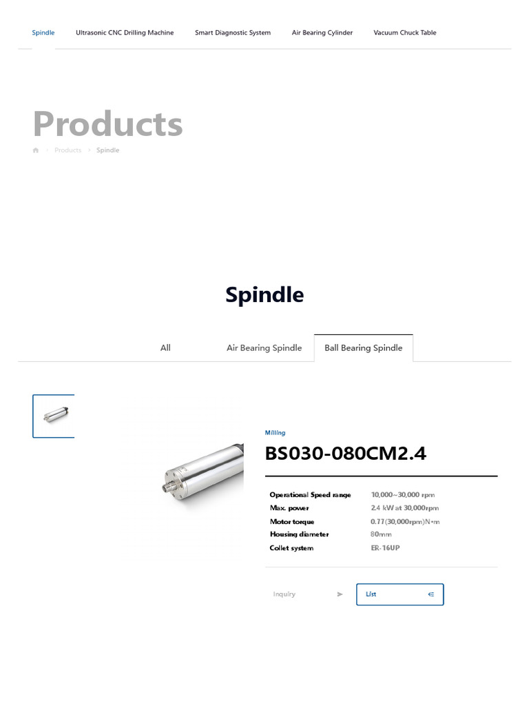Spindle - Products - 알피에스 | PDF