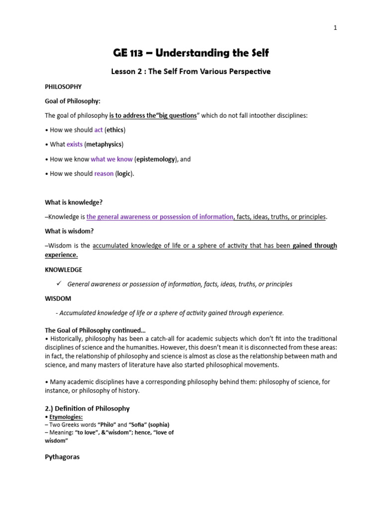 GE 113 UTS Notes | PDF