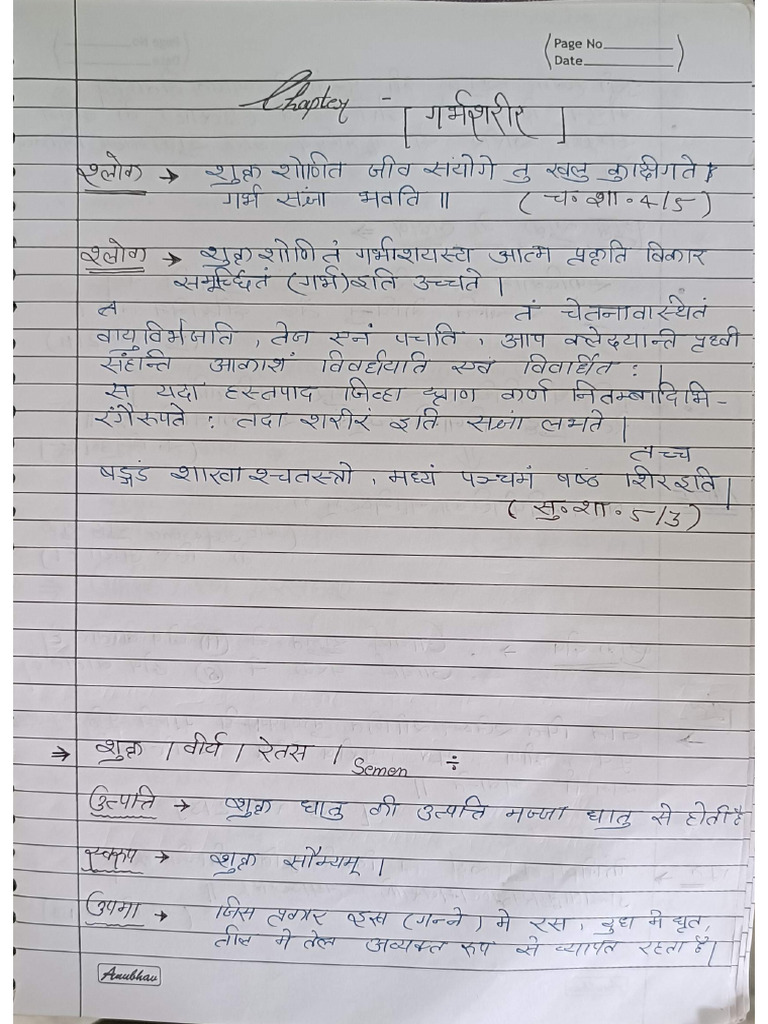 Garbh Shareer Handwritten Notes | PDF
