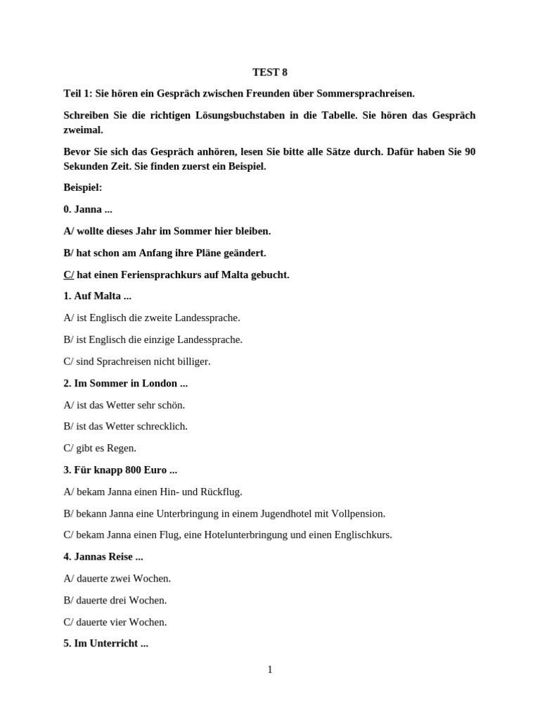 Satz 1 - Test 8 | PDF