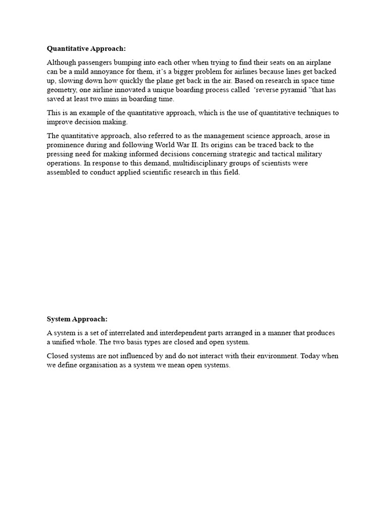 Quantitative and System Approach | PDF